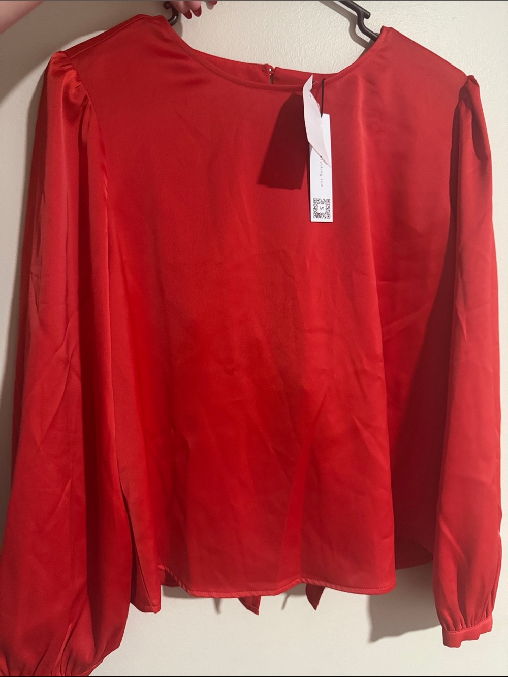 Sanctuary Red Long-Sleeve Blouse with Subtle Puff Sleeves